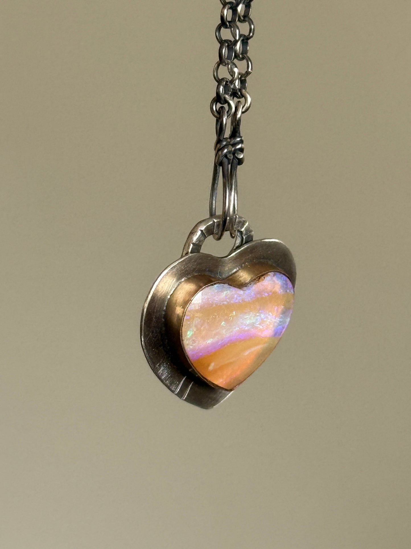 Purple and Peach Heart Pendant