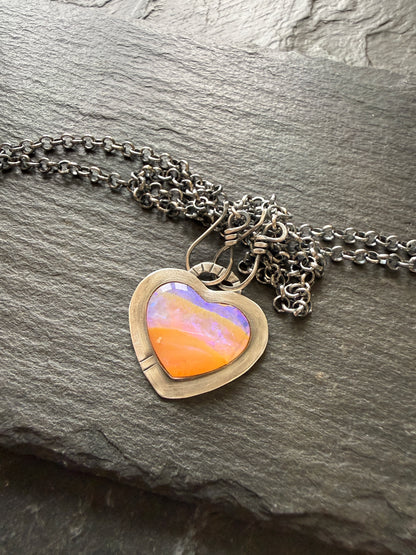 Purple and Peach Heart Pendant
