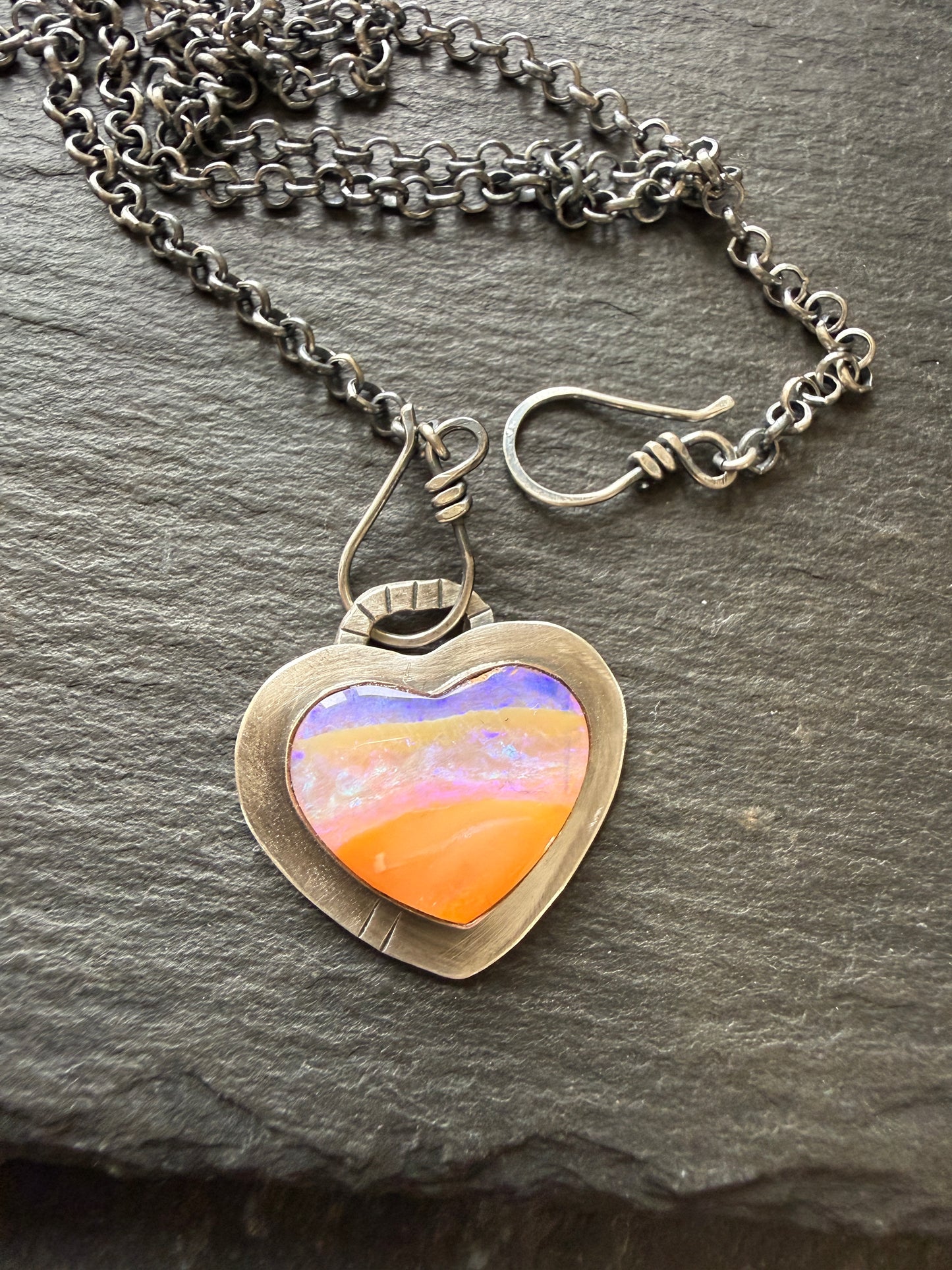 Purple and Peach Heart Pendant