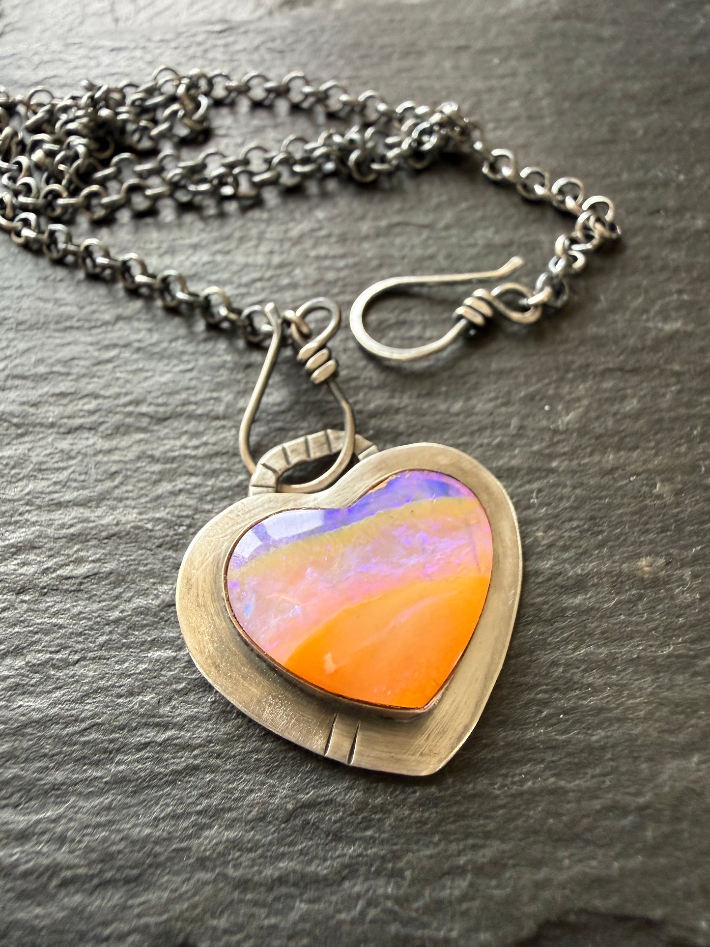 Purple and Peach Heart Pendant
