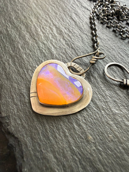 Purple and Peach Heart Pendant