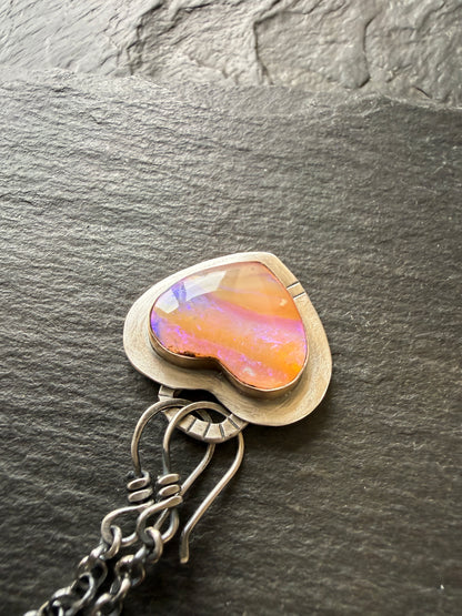 Purple and Peach Heart Pendant