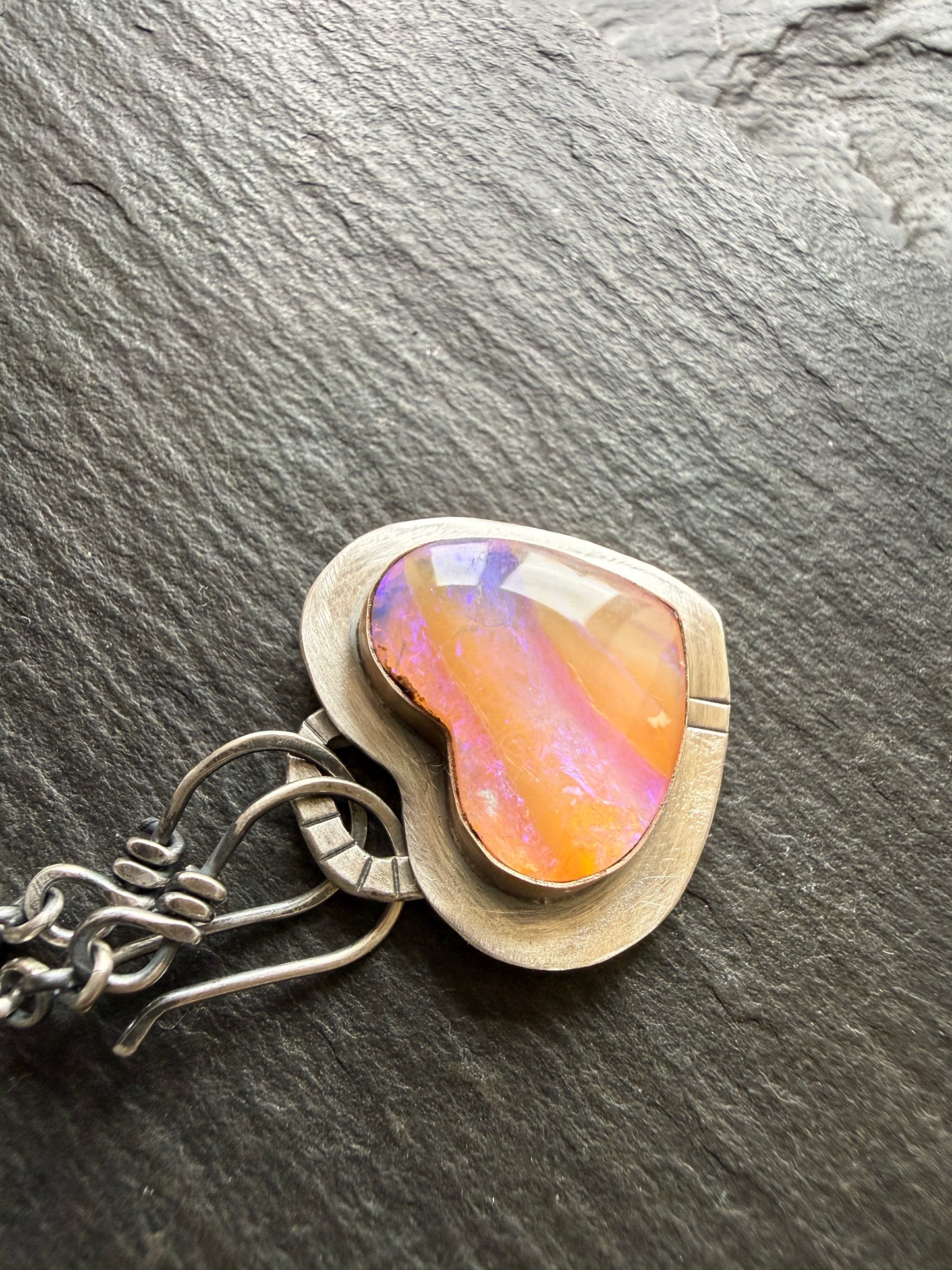 Purple and Peach Heart Pendant