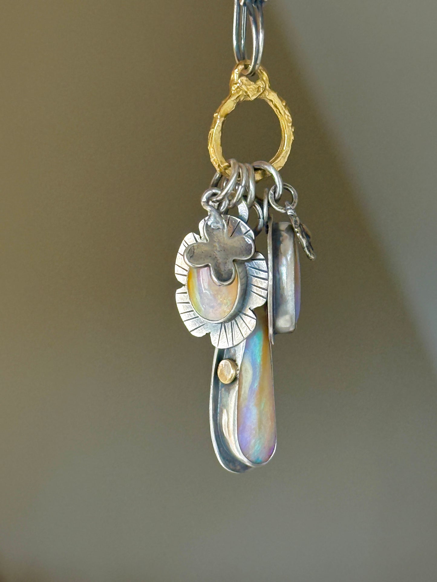 Purple and Peach Charm Necklace