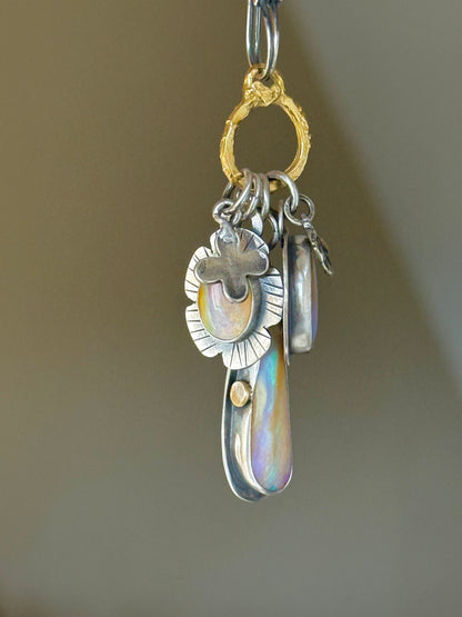 Purple and Peach Charm Necklace