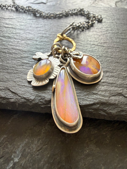 Purple and Peach Charm Necklace