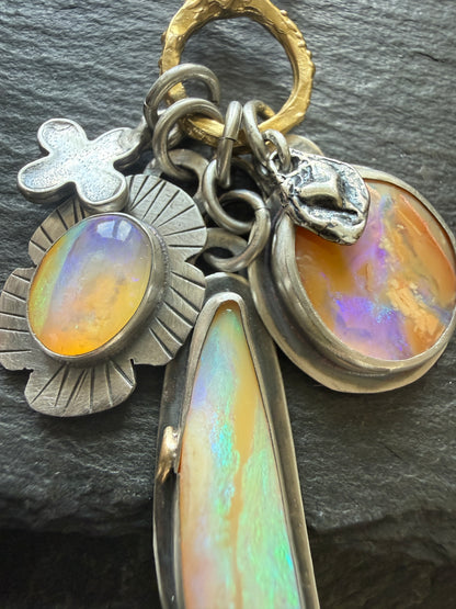 Purple and Peach Charm Necklace