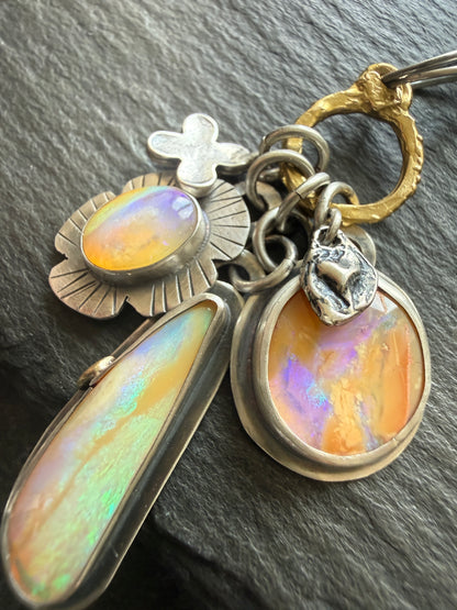 Purple and Peach Charm Necklace