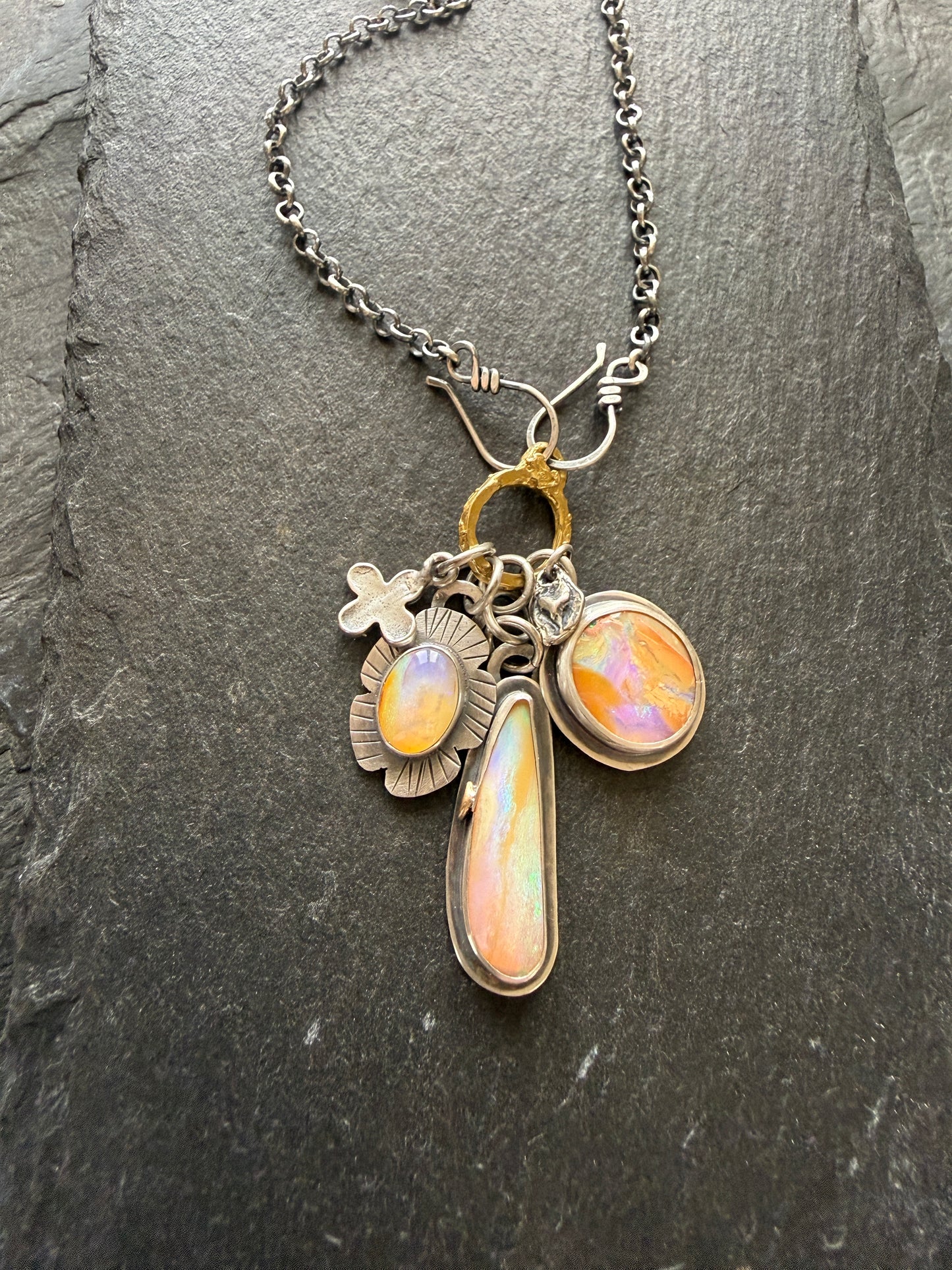 Purple and Peach Charm Necklace