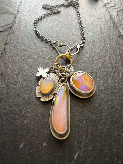 Purple and Peach Charm Necklace