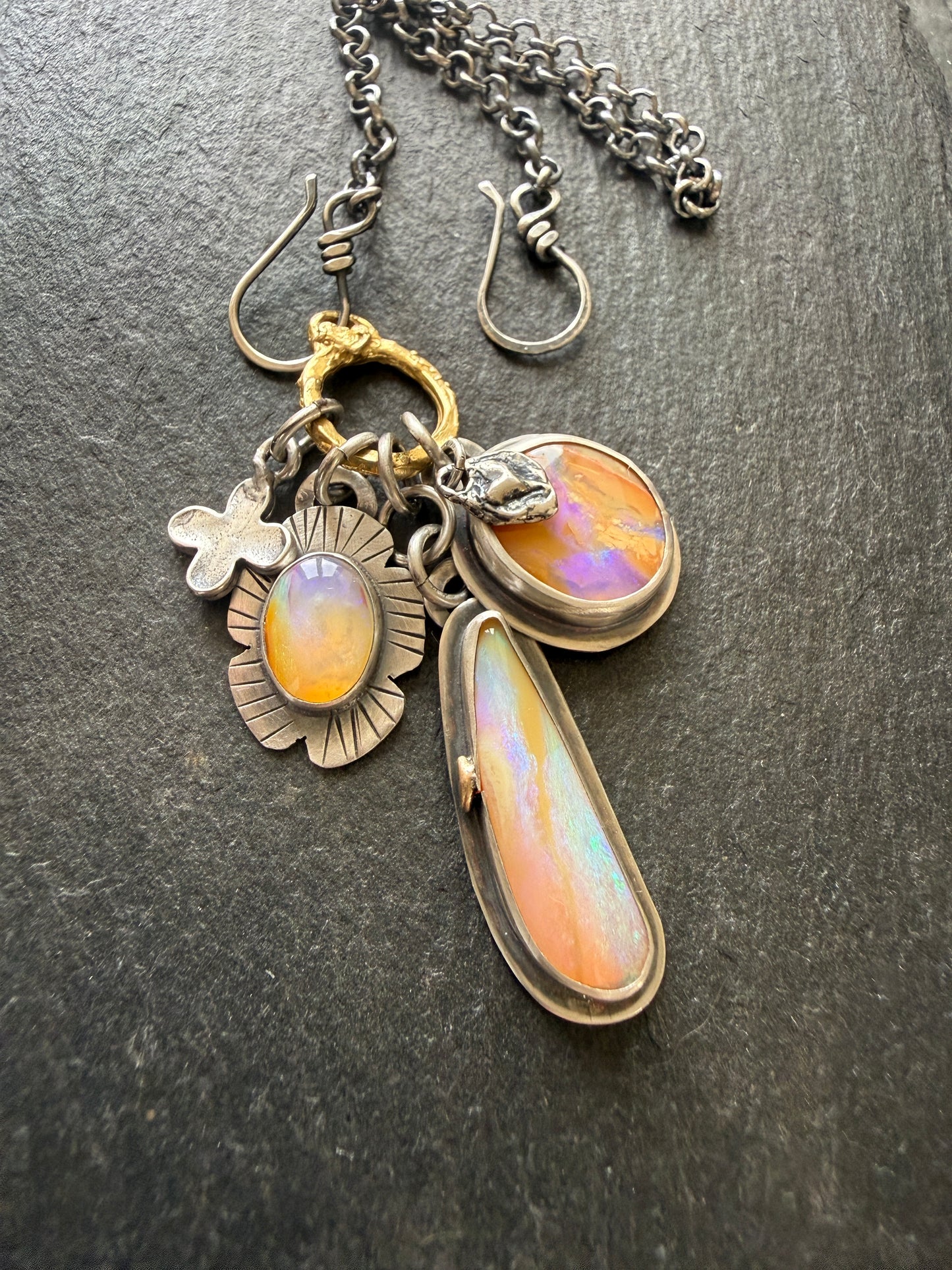 Purple and Peach Charm Necklace
