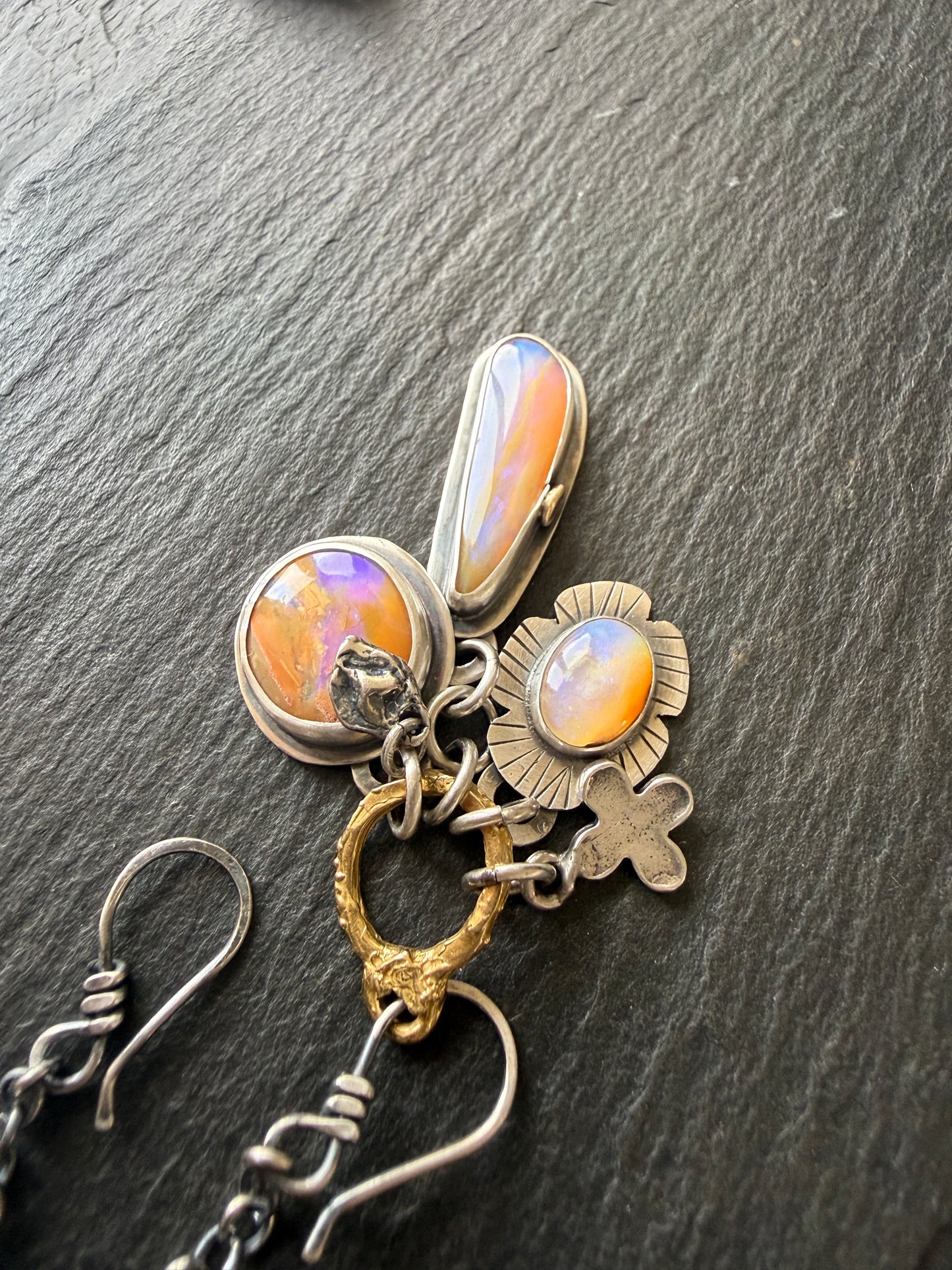 Purple and Peach Charm Necklace
