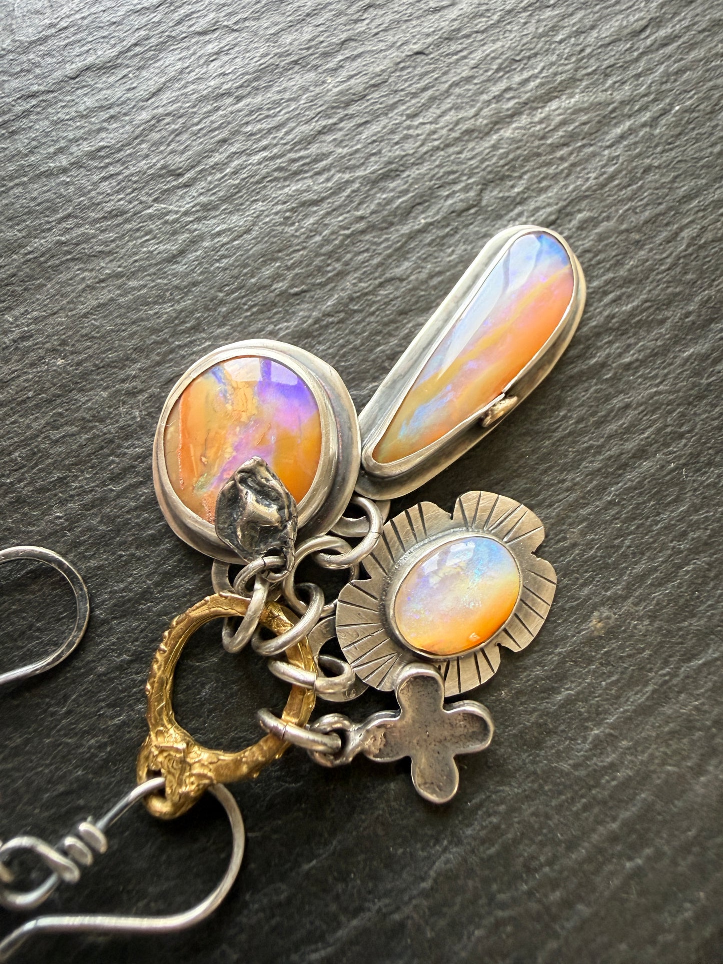 Purple and Peach Charm Necklace