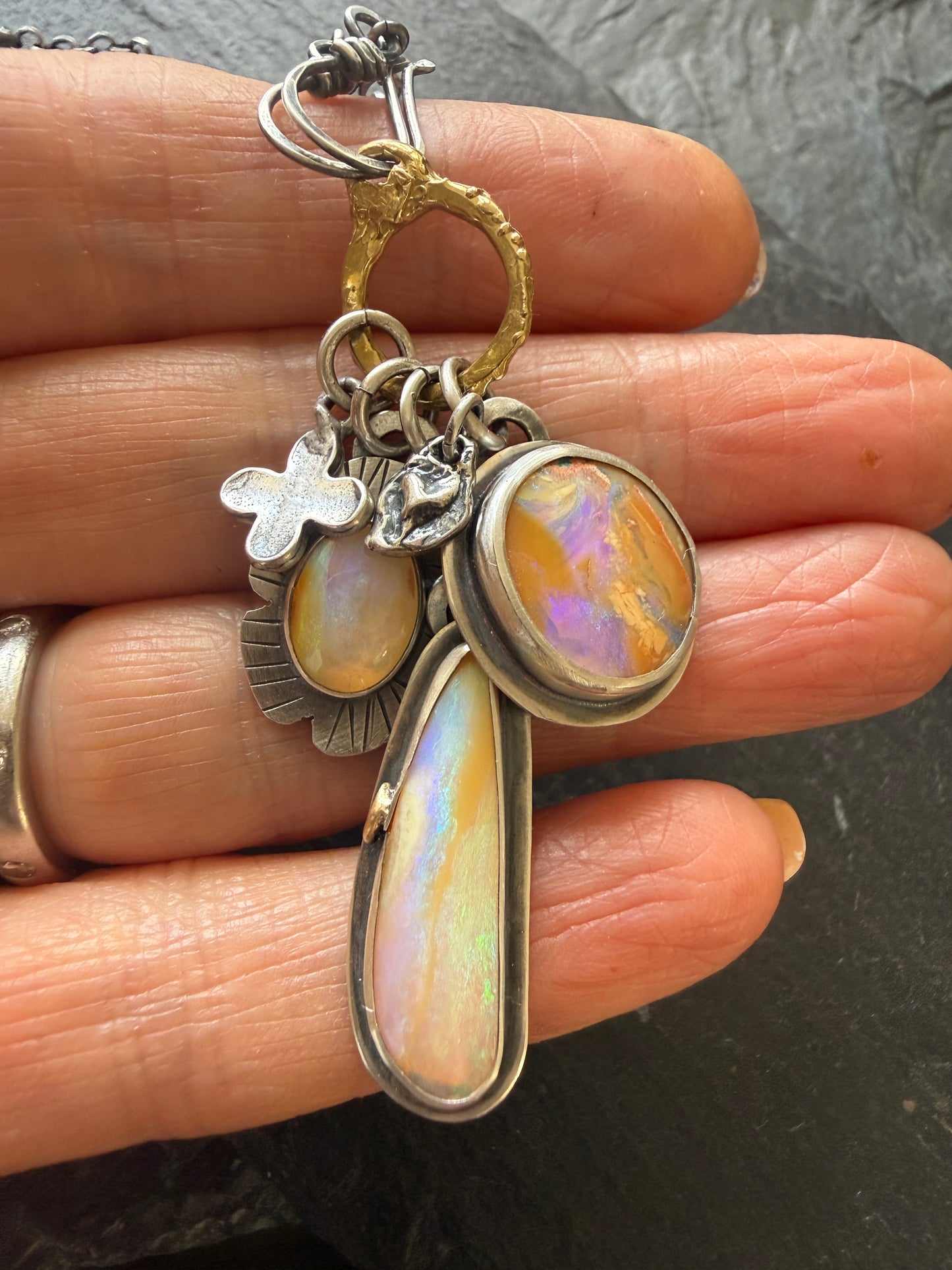Purple and Peach Charm Necklace
