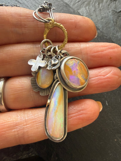 Purple and Peach Charm Necklace