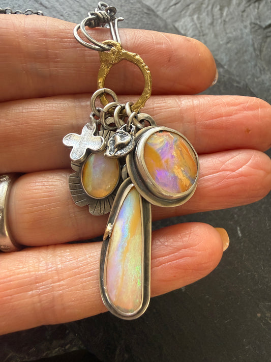 Purple and Peach Charm Necklace
