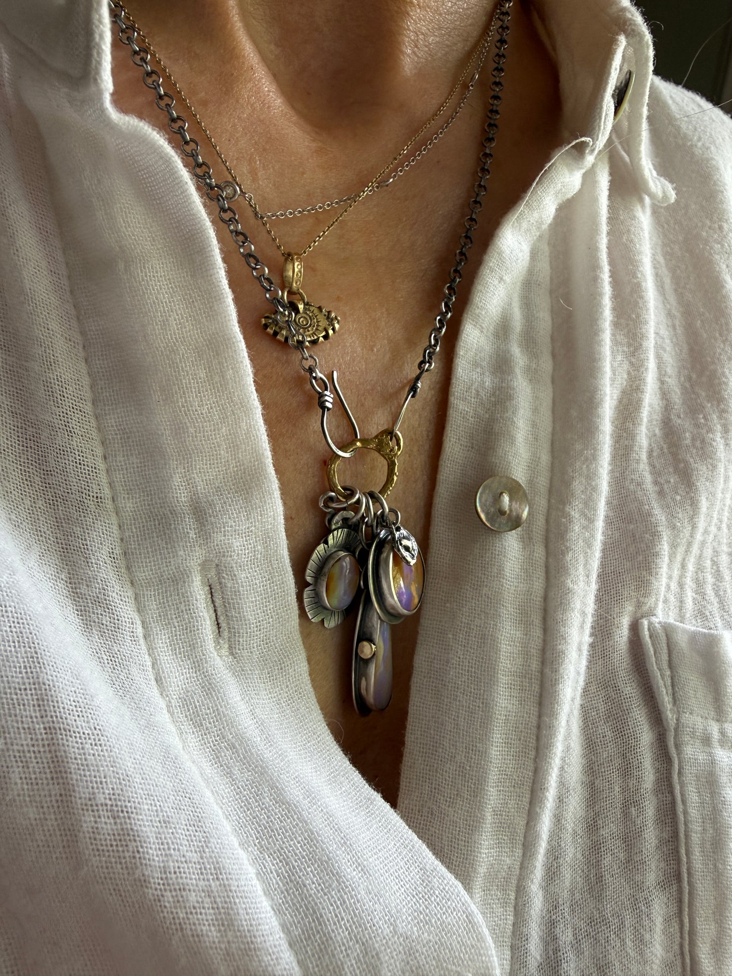 Purple and Peach Charm Necklace
