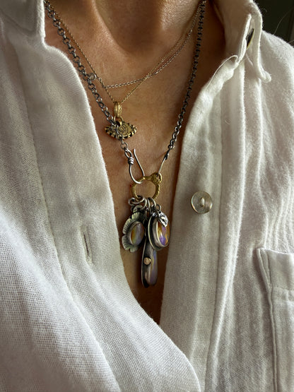Purple and Peach Charm Necklace
