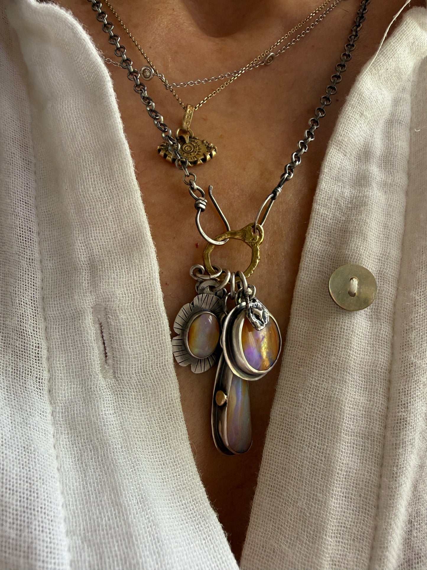 Purple and Peach Charm Necklace
