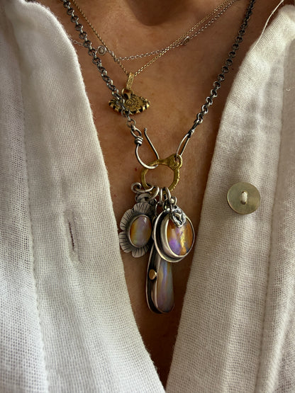 Purple and Peach Charm Necklace