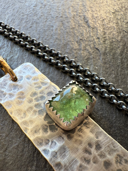 Green Garnet Bar Necklace