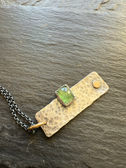 Green Garnet Bar Necklace