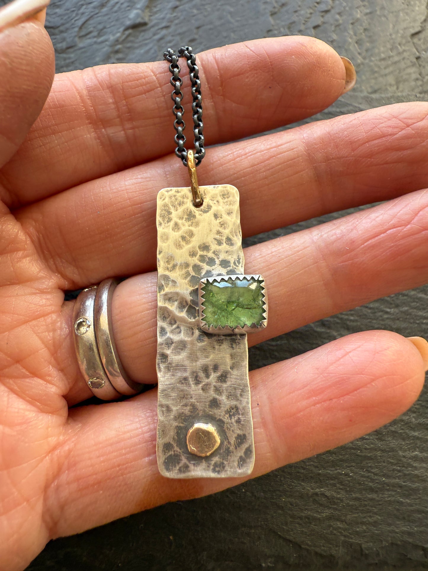 Green Garnet Bar Necklace