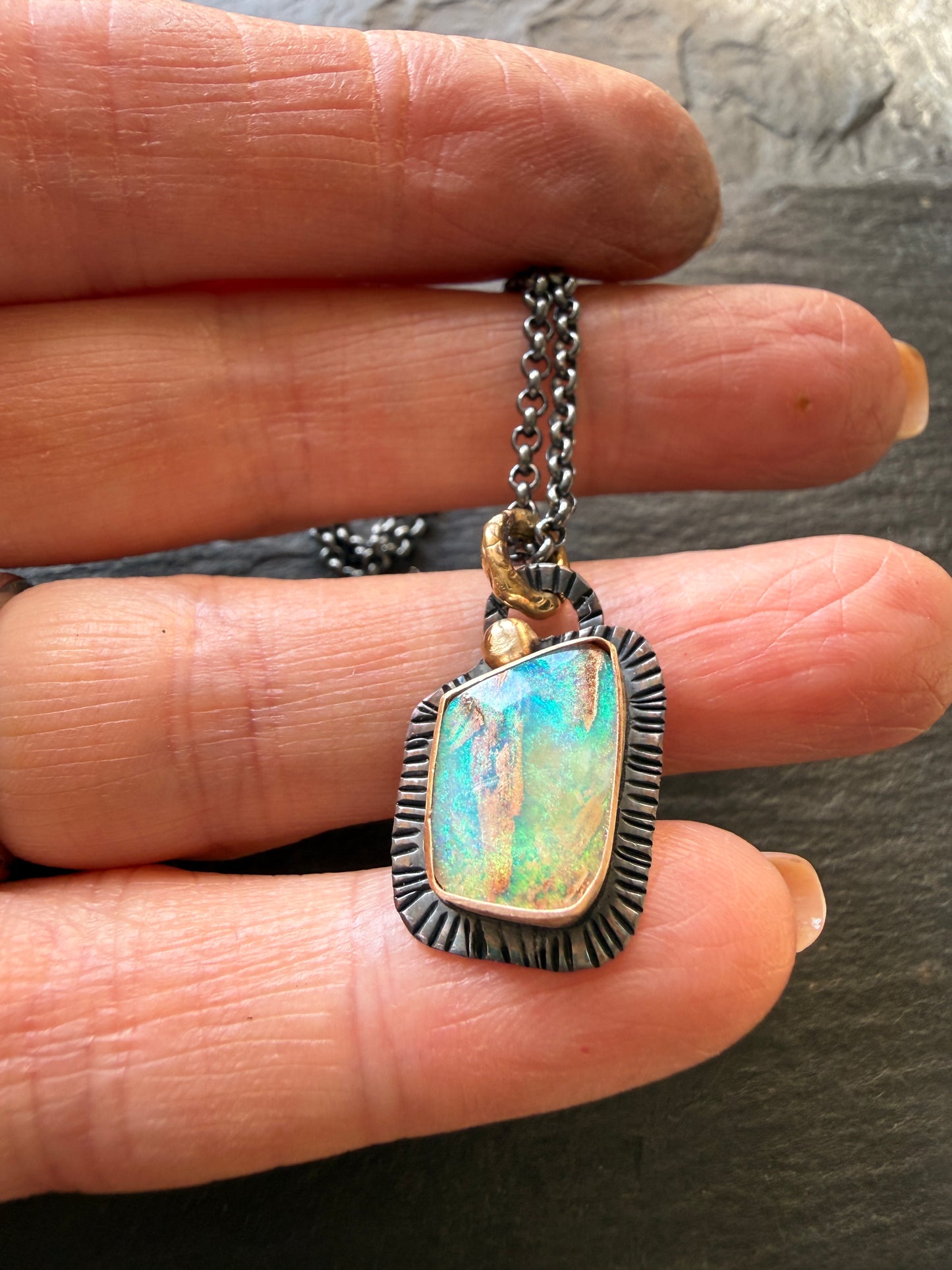Dainty Blue and Green Opal