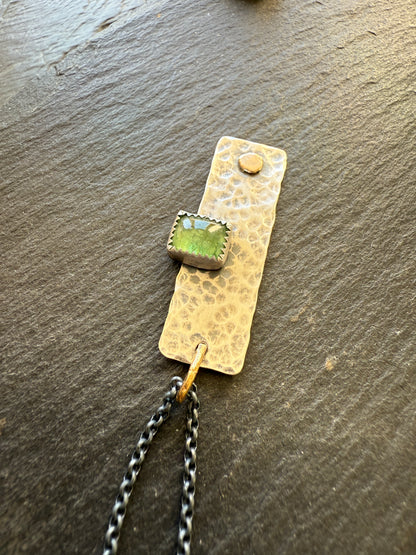 Green Garnet Bar Necklace