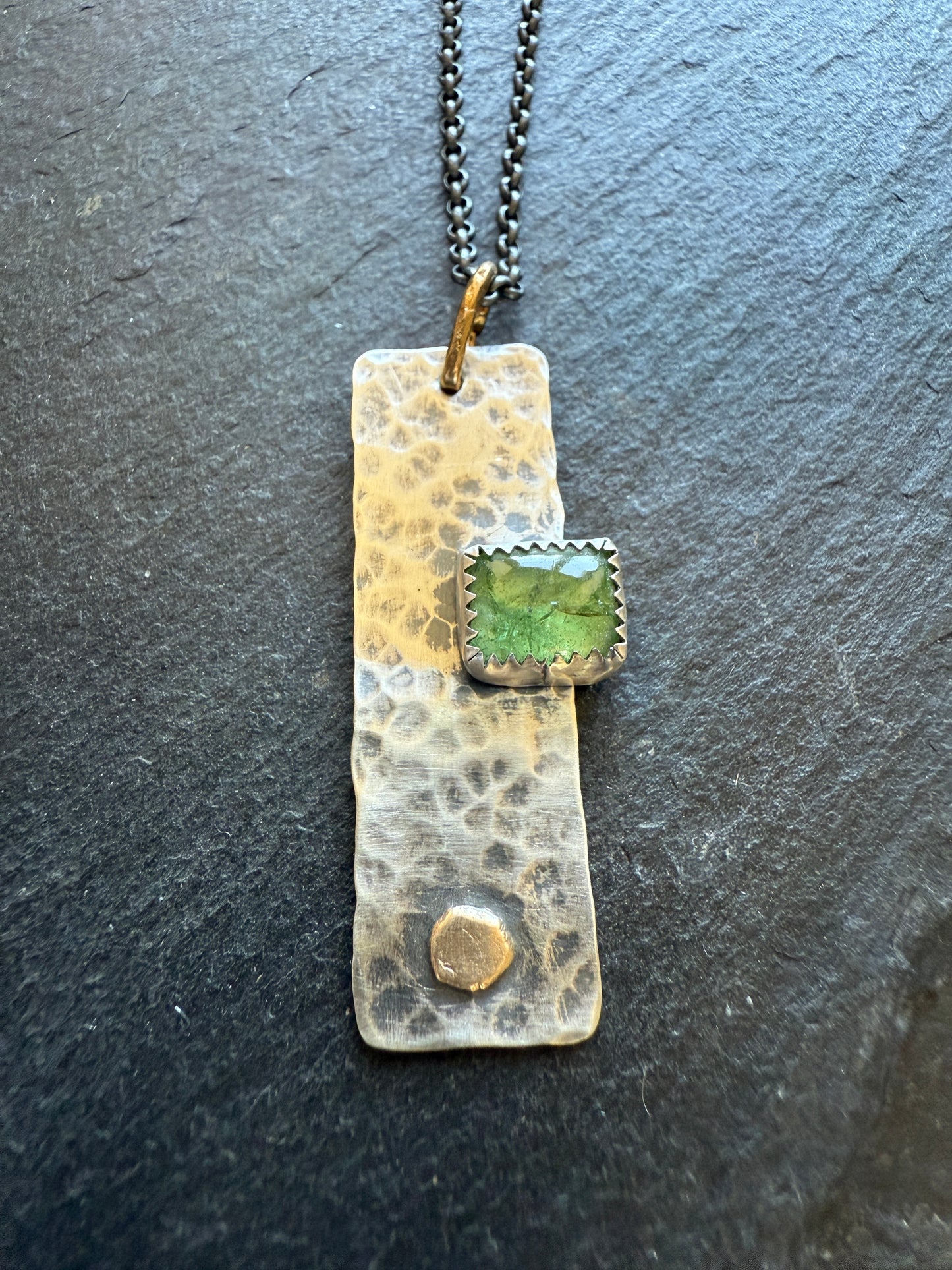 Green Garnet Bar Necklace