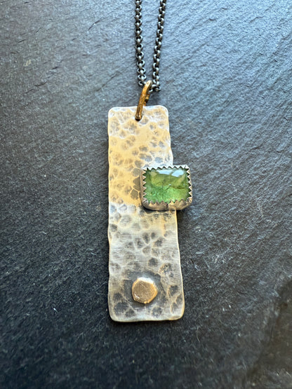 Green Garnet Bar Necklace