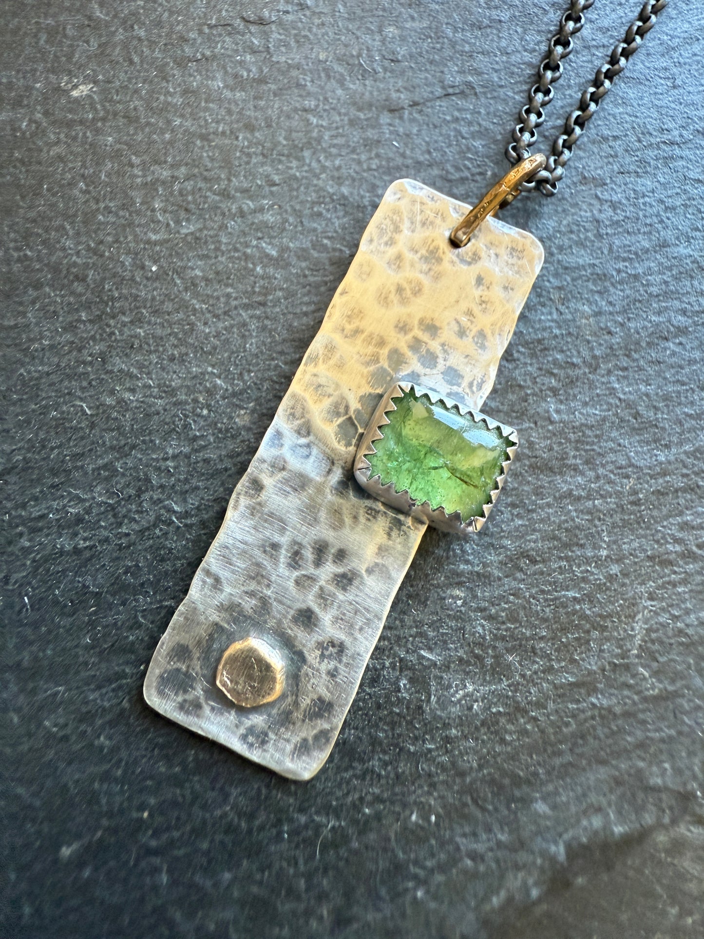 Green Garnet Bar Necklace