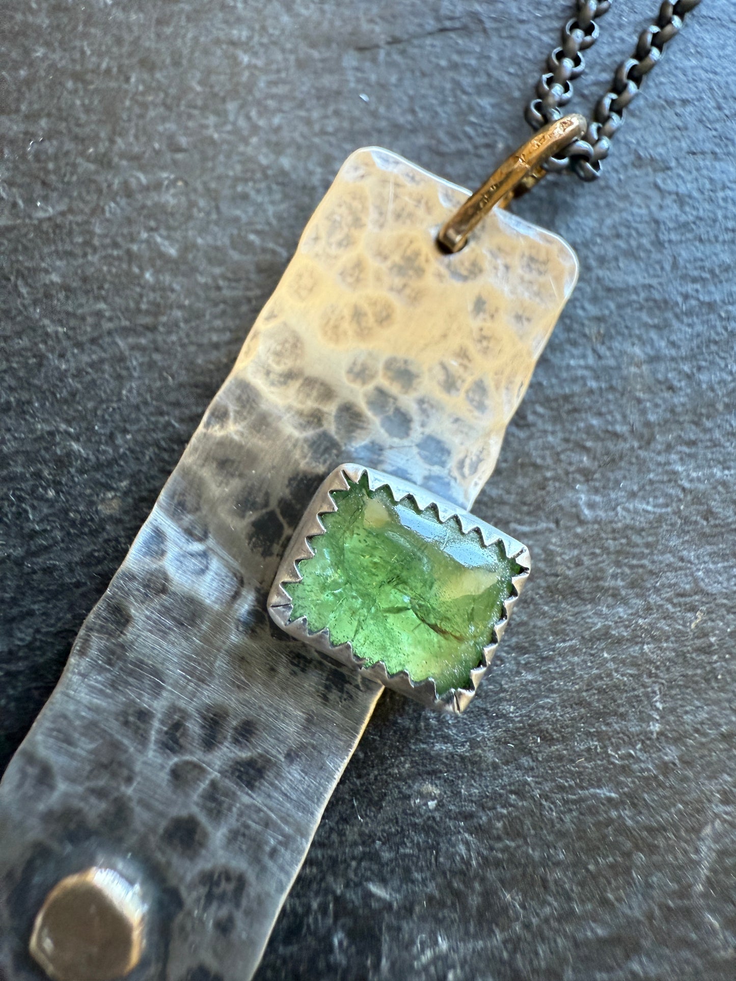 Green Garnet Bar Necklace