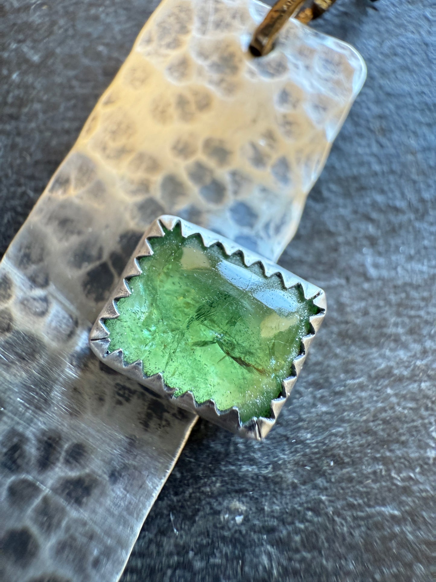 Green Garnet Bar Necklace