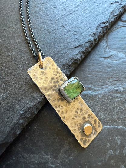 Green Garnet Bar Necklace