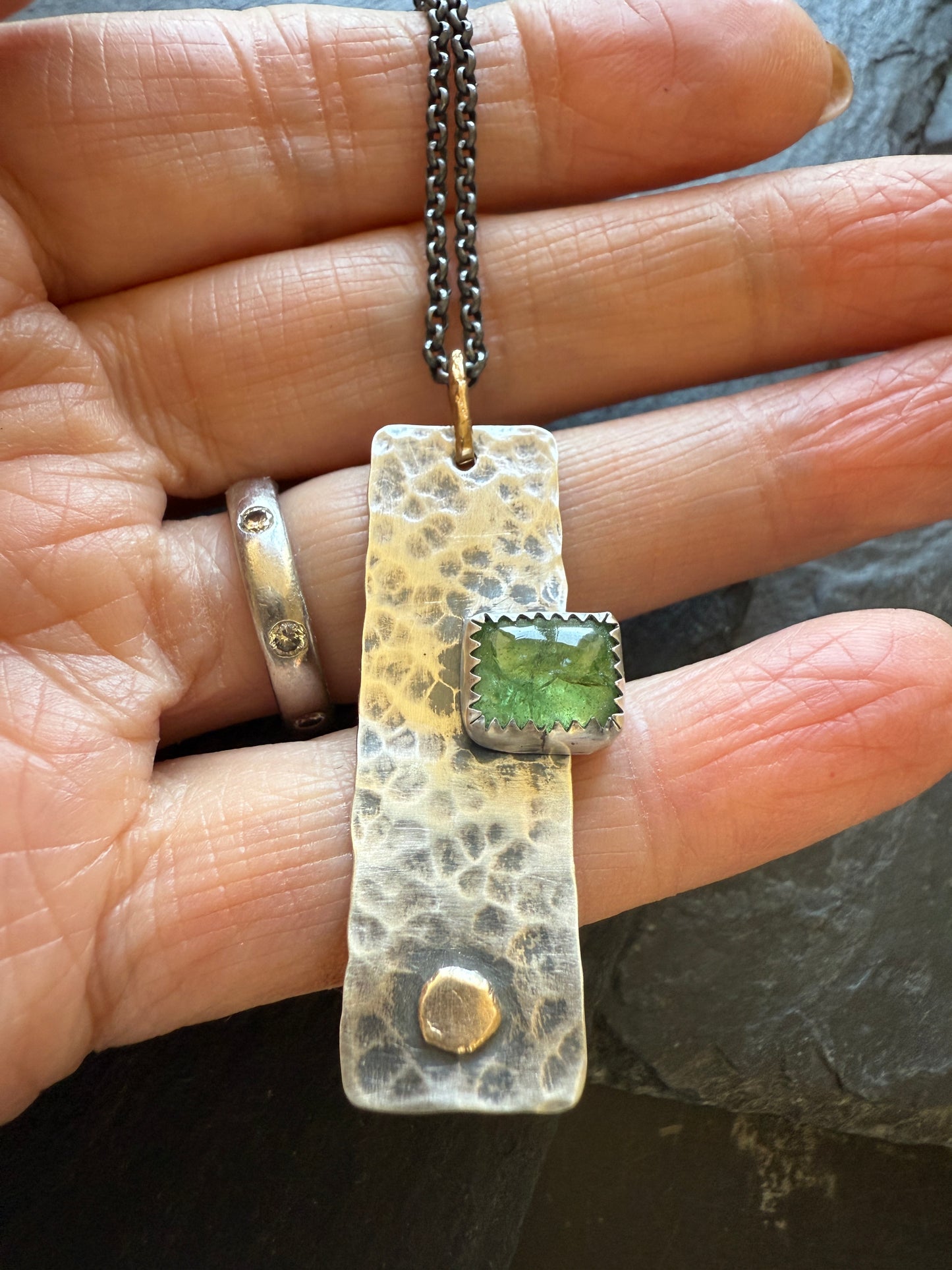 Green Garnet Bar Necklace