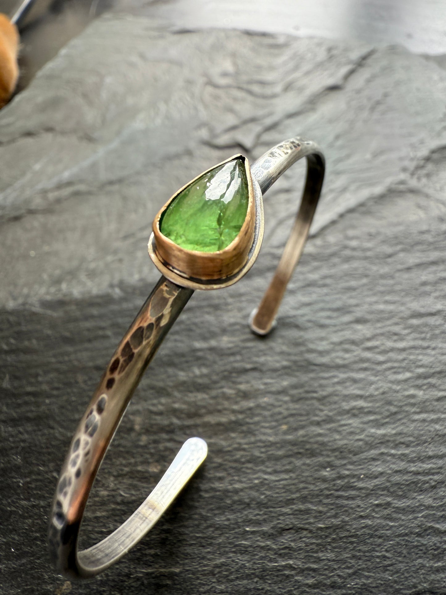 Green Garnet Cuff Bangle
