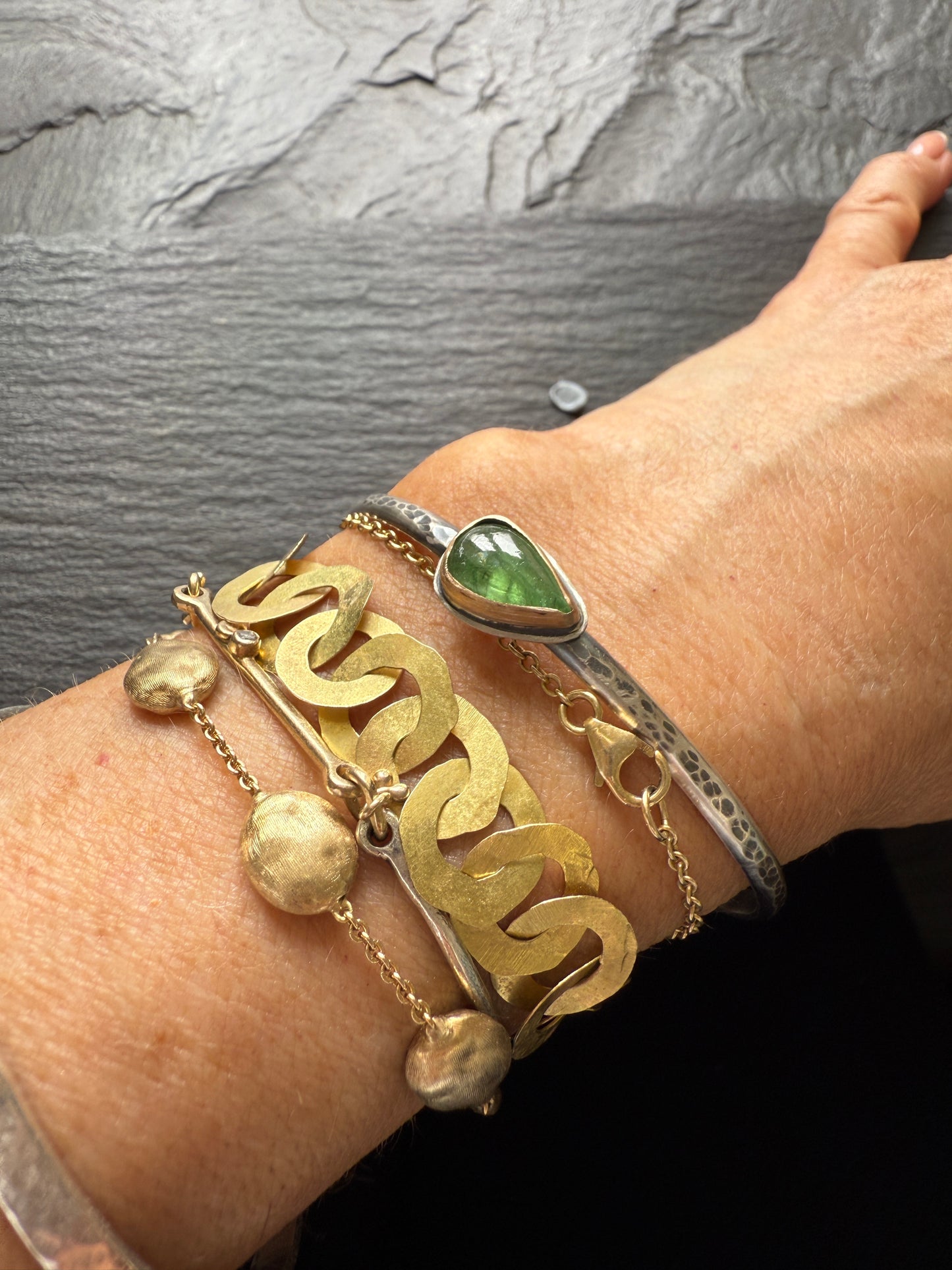 Green Garnet Cuff Bangle