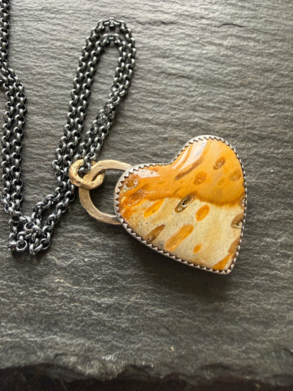 Fossilised Palm Root Heart Pendant