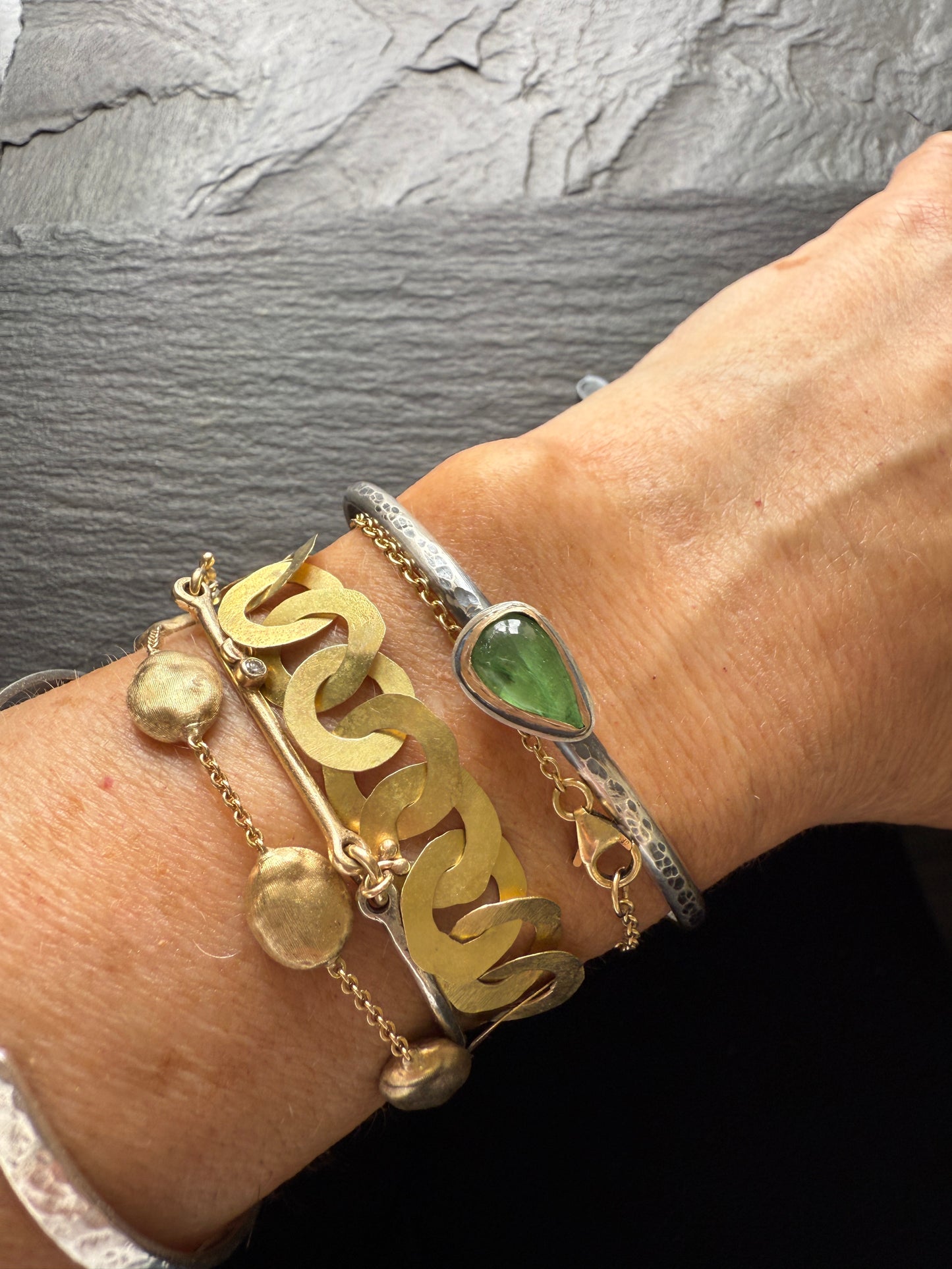 Green Garnet Cuff Bangle