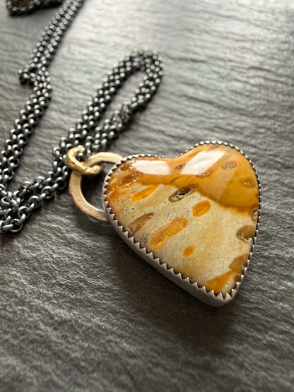 Fossilised Palm Root Heart Pendant