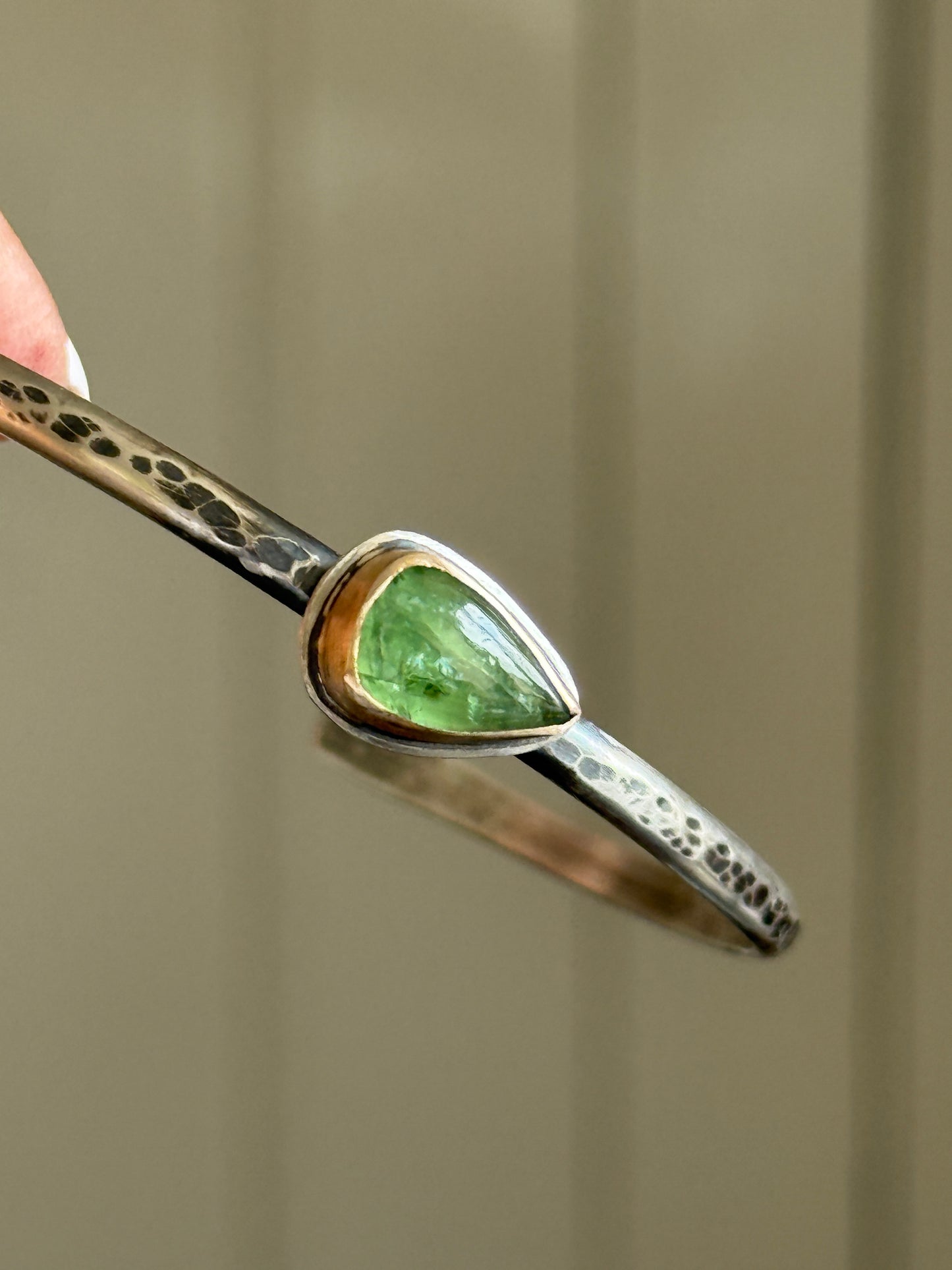 Green Garnet Cuff Bangle