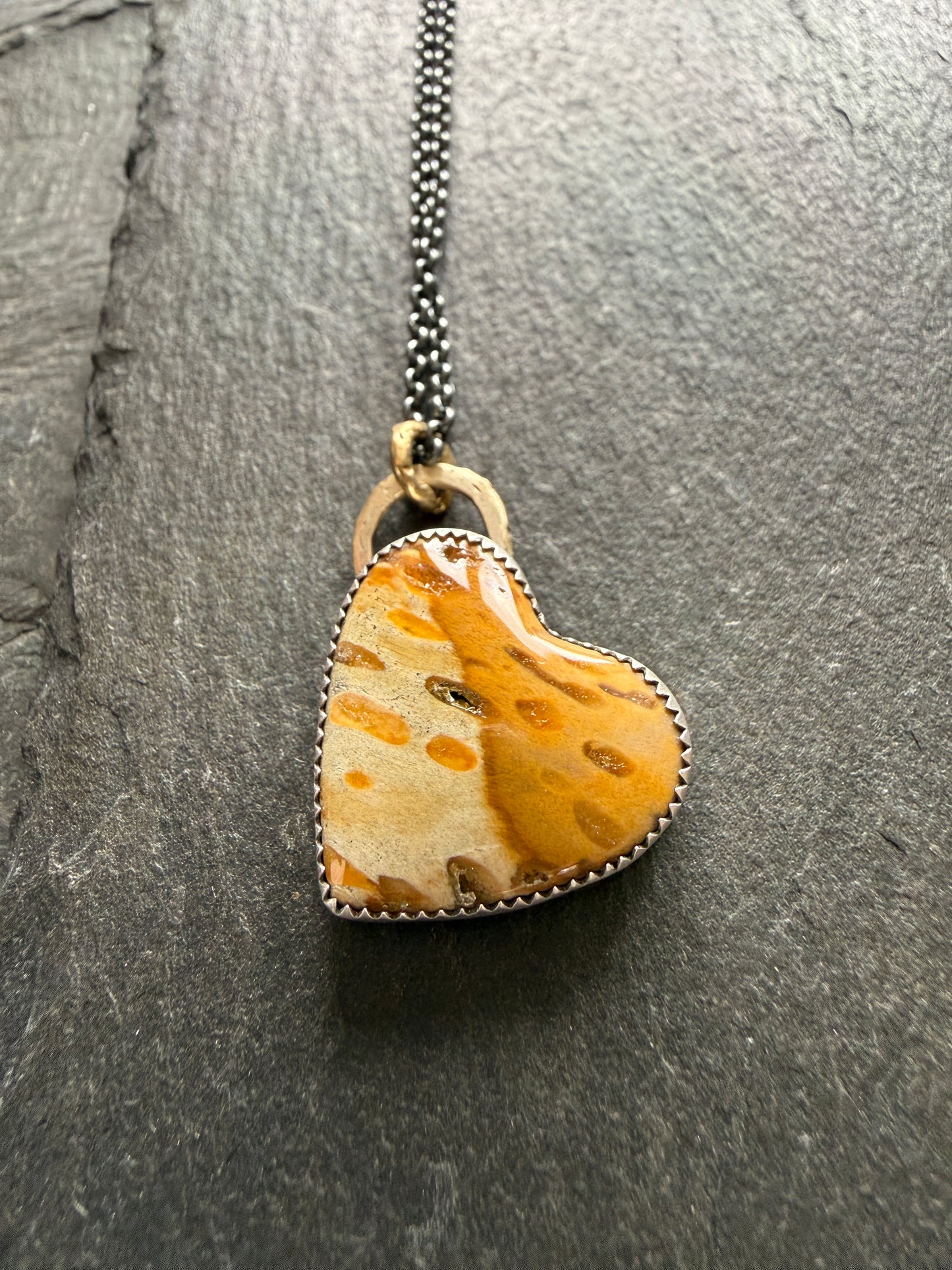 Fossilised Palm Root Heart Pendant