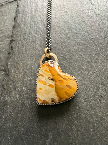 Fossilised Palm Root Heart Pendant
