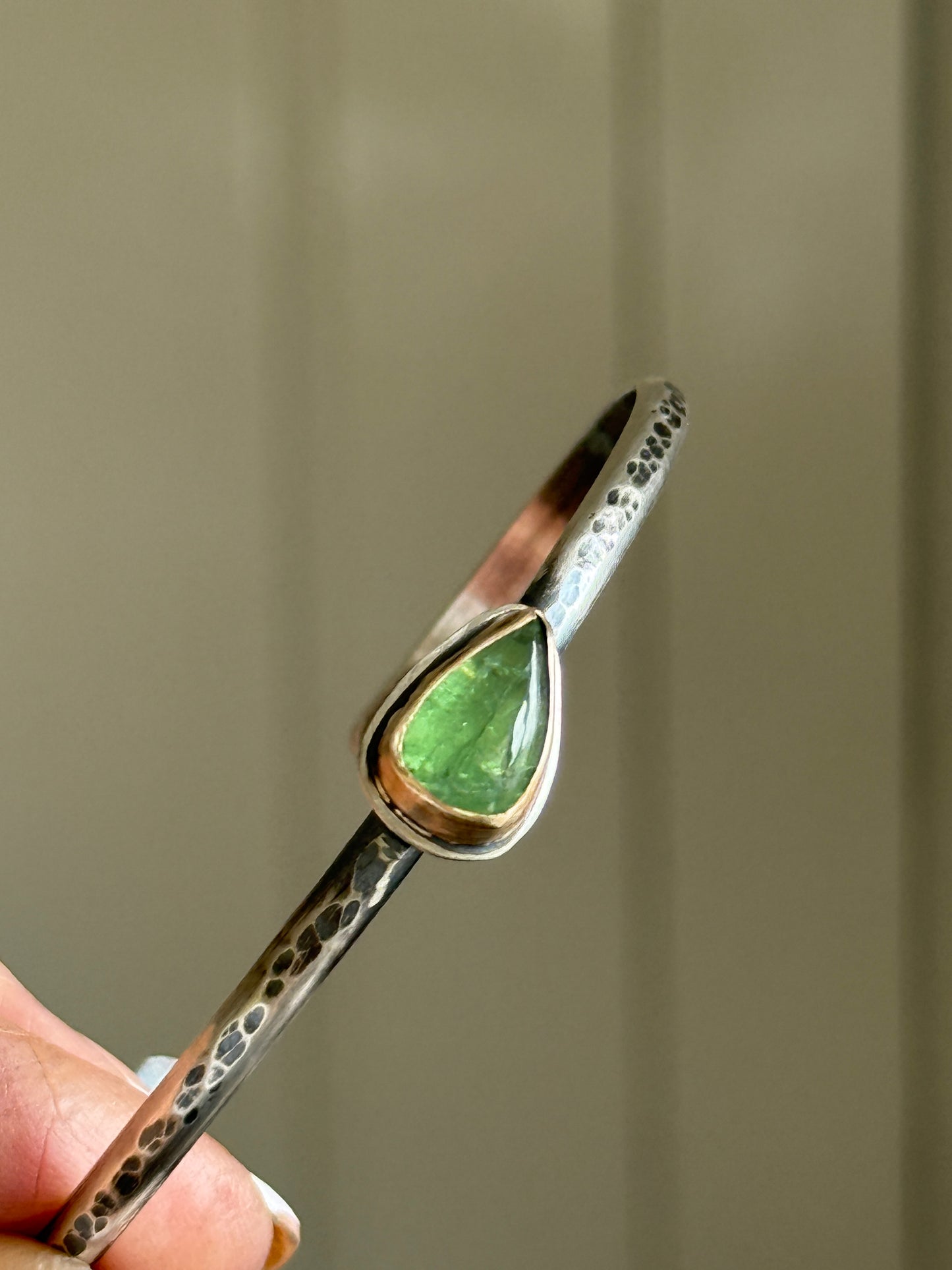 Green Garnet Cuff Bangle