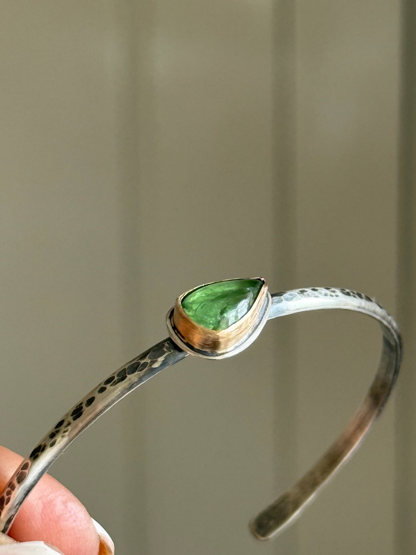 Green Garnet Cuff Bangle