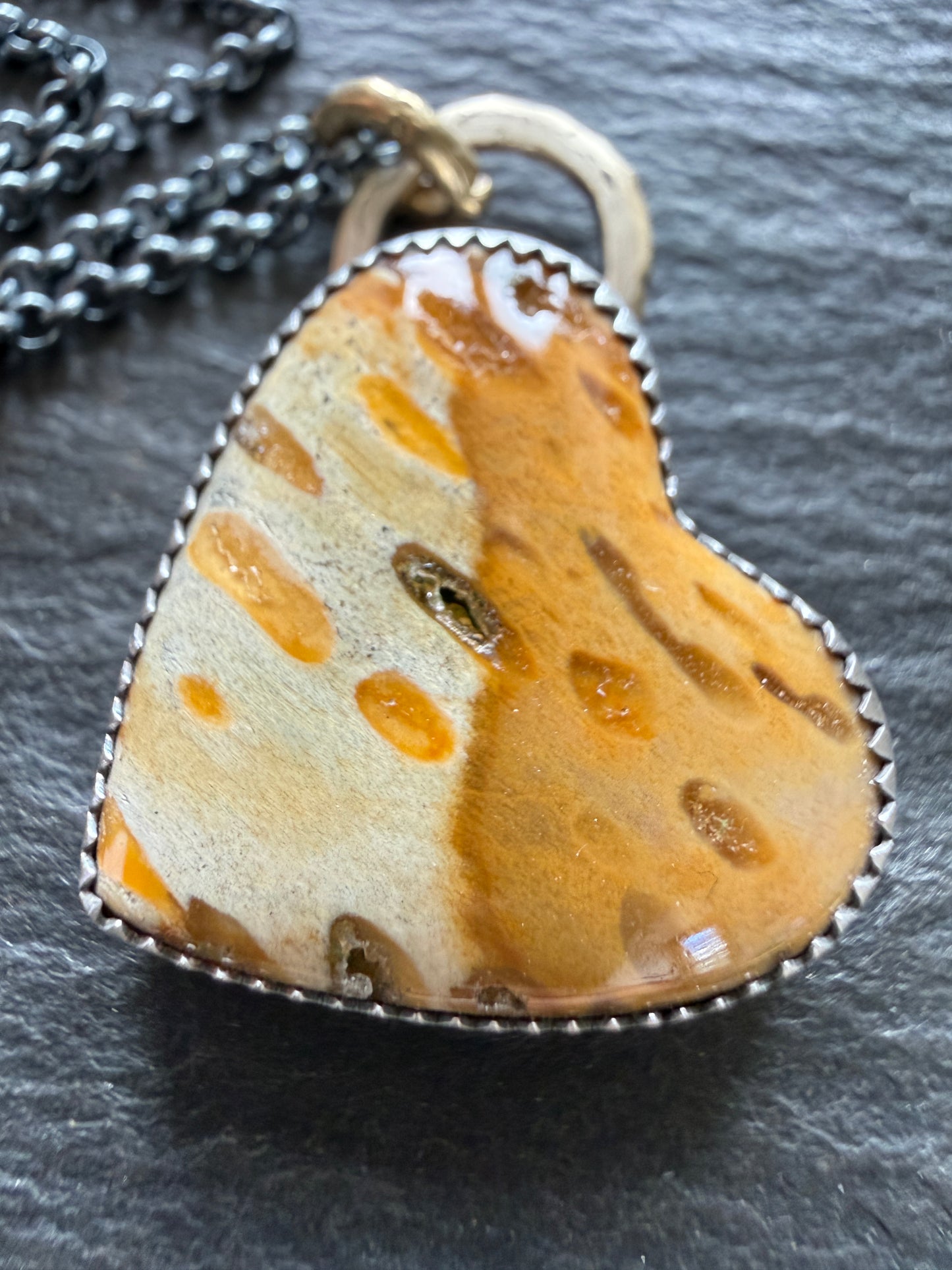 Fossilised Palm Root Heart Pendant