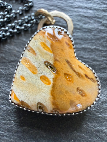 Fossilised Palm Root Heart Pendant