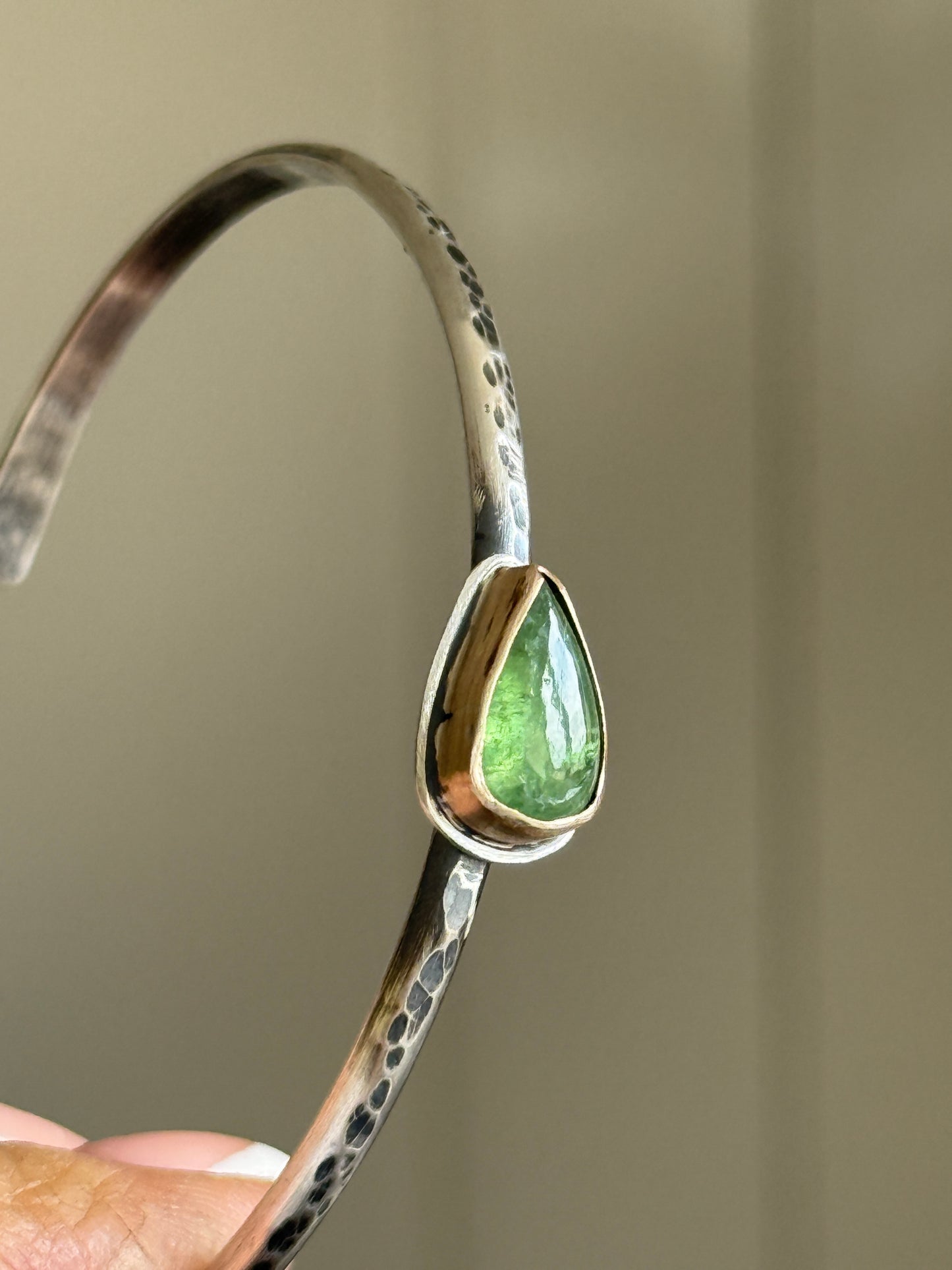Green Garnet Cuff Bangle