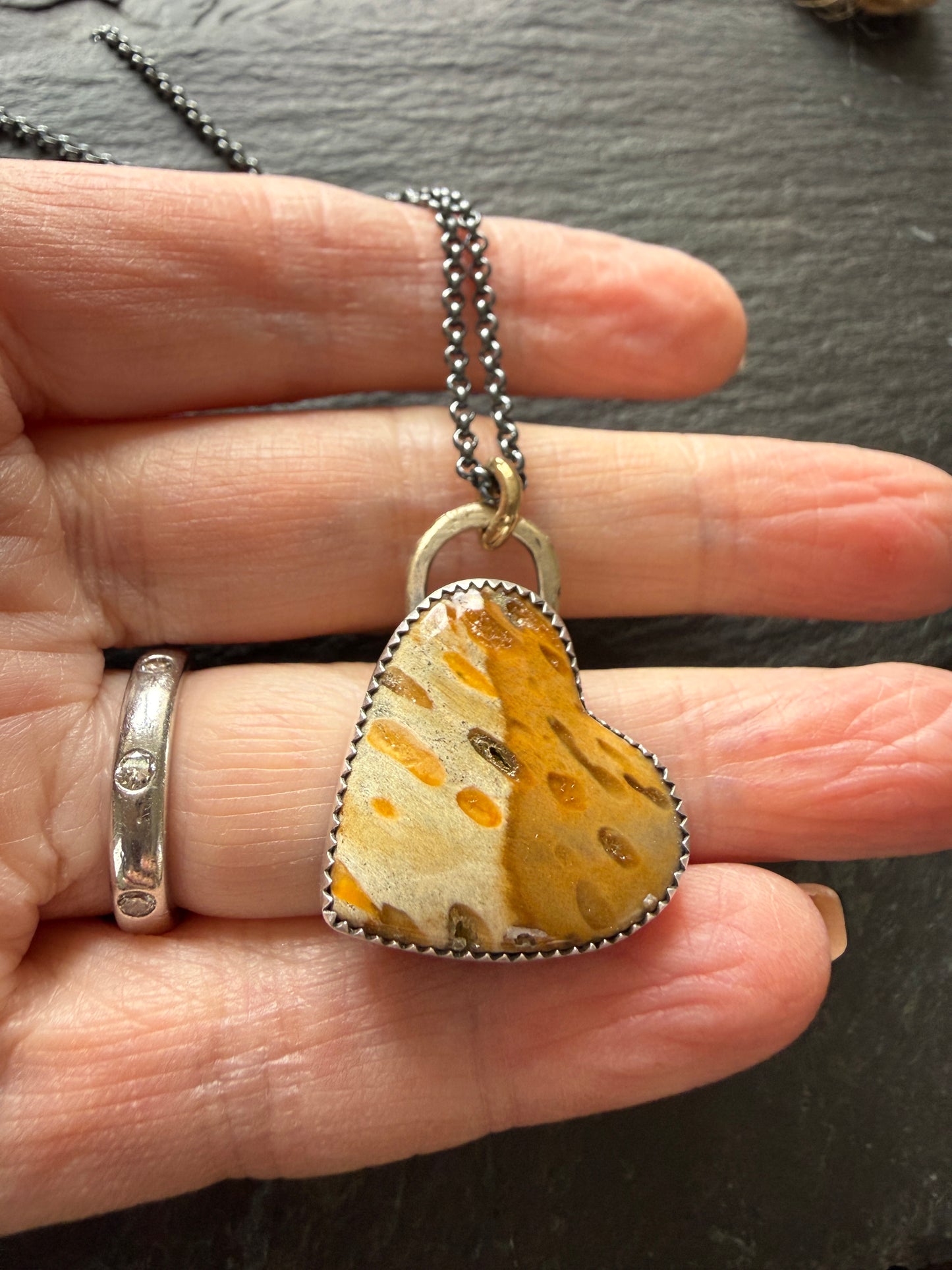 Fossilised Palm Root Heart Pendant